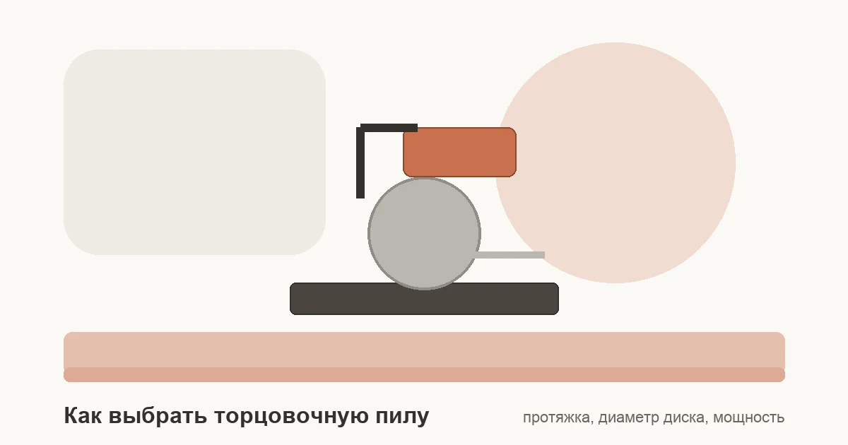 Схема выбора торцовочной пилы по дереву: маятниковый узел, направляющие протяжки, поворотный стол и диаметр пильного диска.