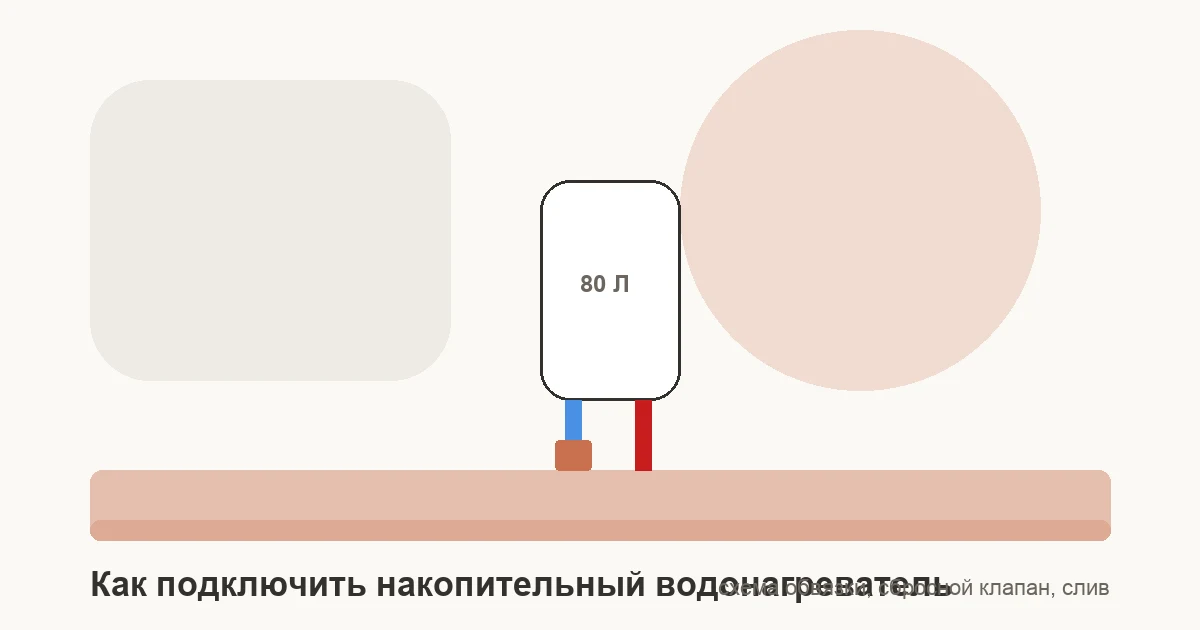Схема гидравлической обвязки накопительного водонагревателя с предохранительным клапаном