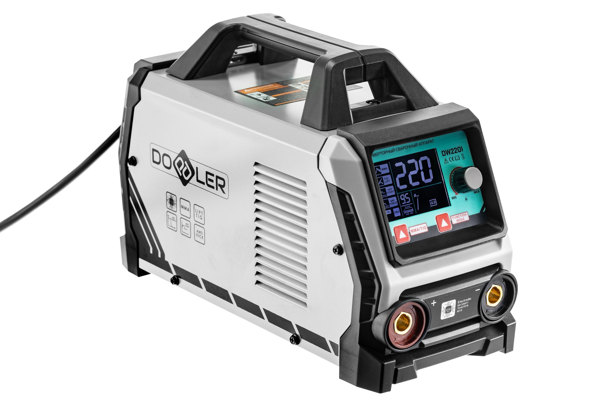 Сварочный аппарат инверторный DOPPLER DW220I 220 А, 1.6-4 мм, ЖК экран — фото 1