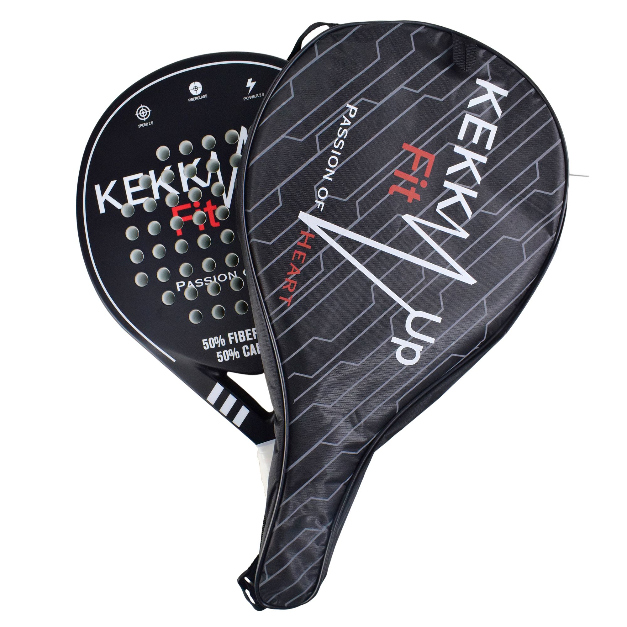 Ракетка для падел KEKKUP Fit Up, чёрная, с чехлом